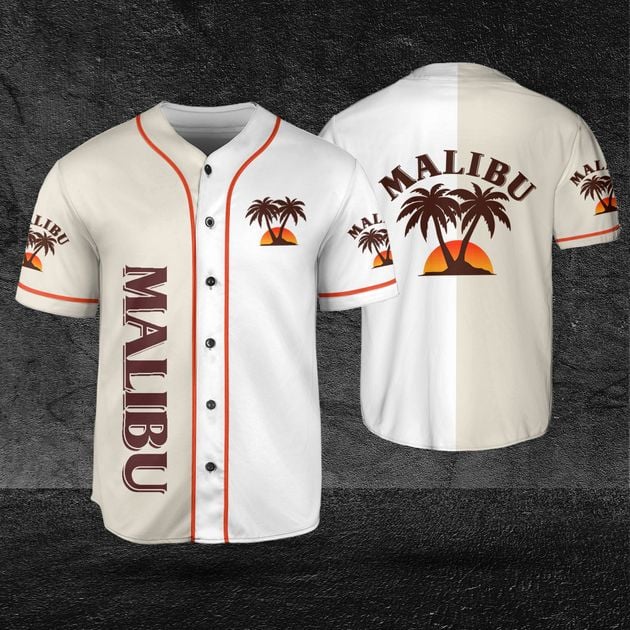 Beige Malibu Rum 2 Tone Baseball Jersey Beer Gift HU