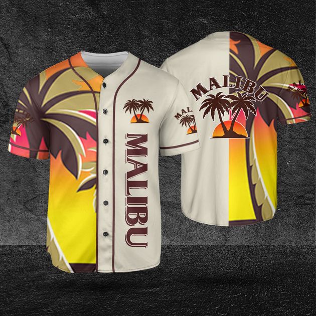 Beige Malibu Rum Themed Textured Baseball Jersey HU