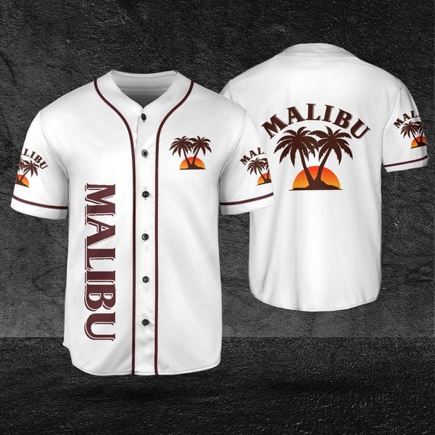 Beige Malibu Rum White Baseball Jersey Beer Gift HU