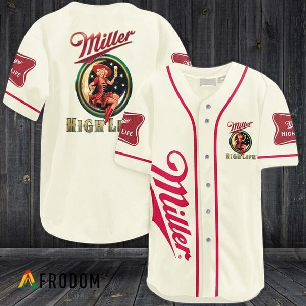 Beige Miller High Life Baseball Jersey HU