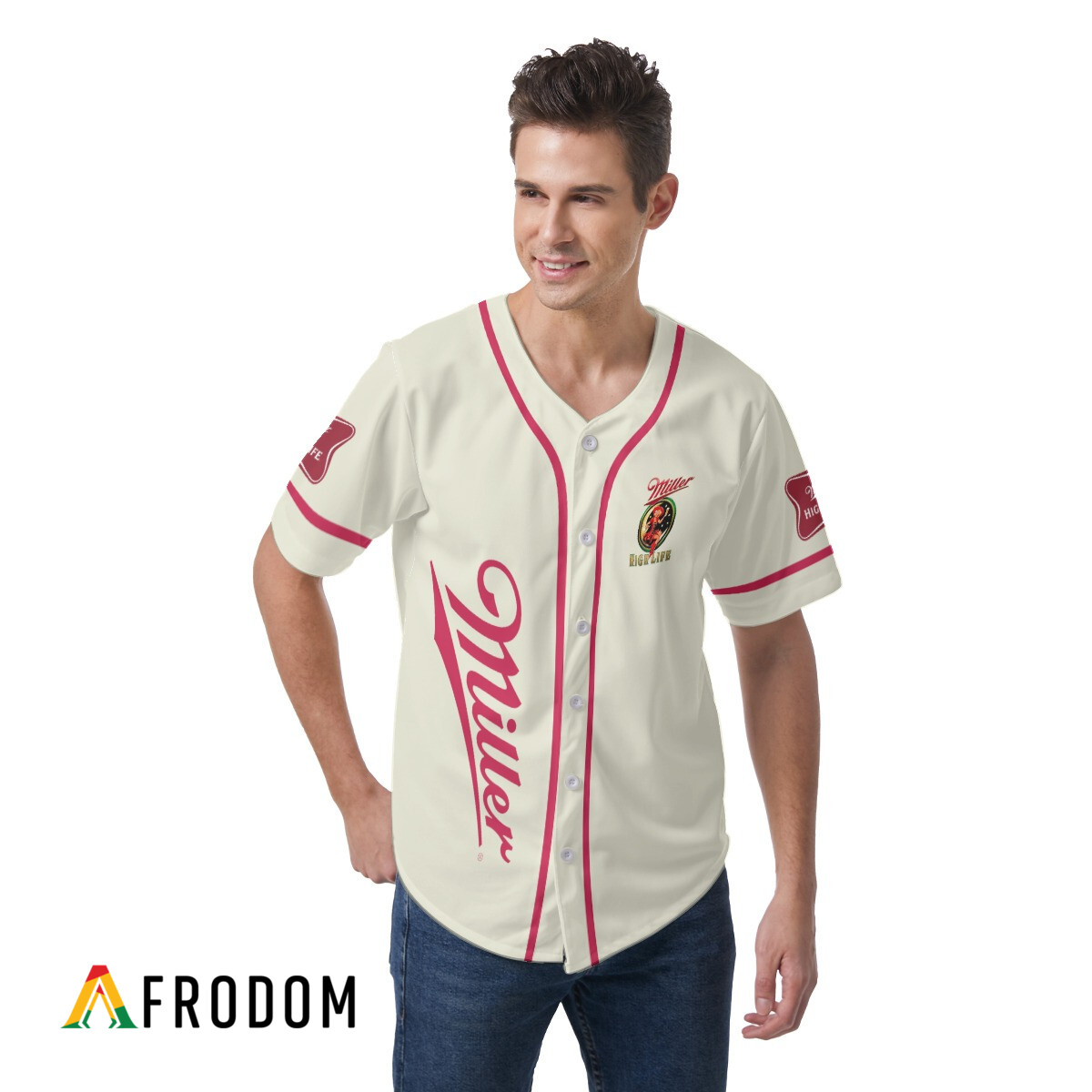 Beige Miller High Life Baseball Jersey HU