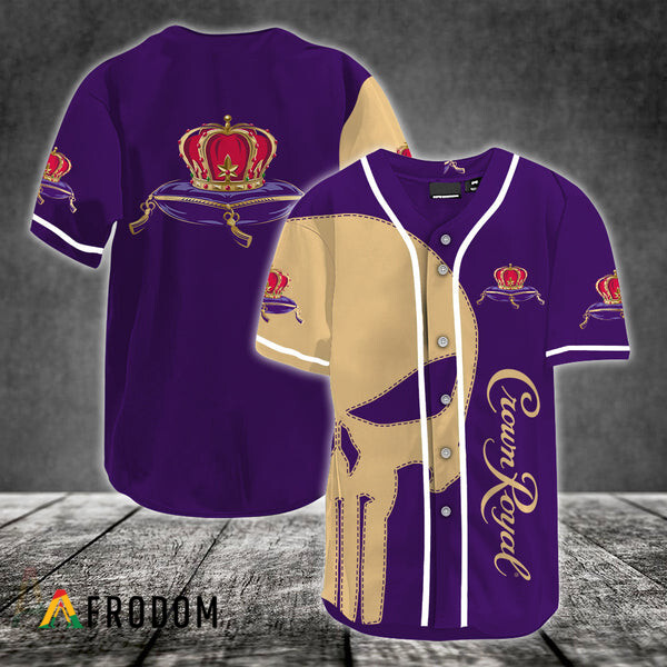 Beige Skull Crown Royal Baseball Jersey HU