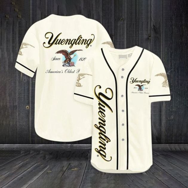 Beige Yuengling Beer Themed Baseball Jersey Christmas Gift HU
