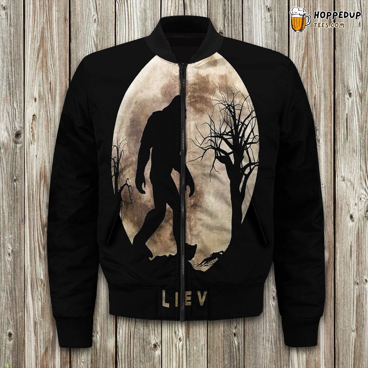 Believe in Bigfoot Theme Winter Bomber Jacket Mythical Creature Design