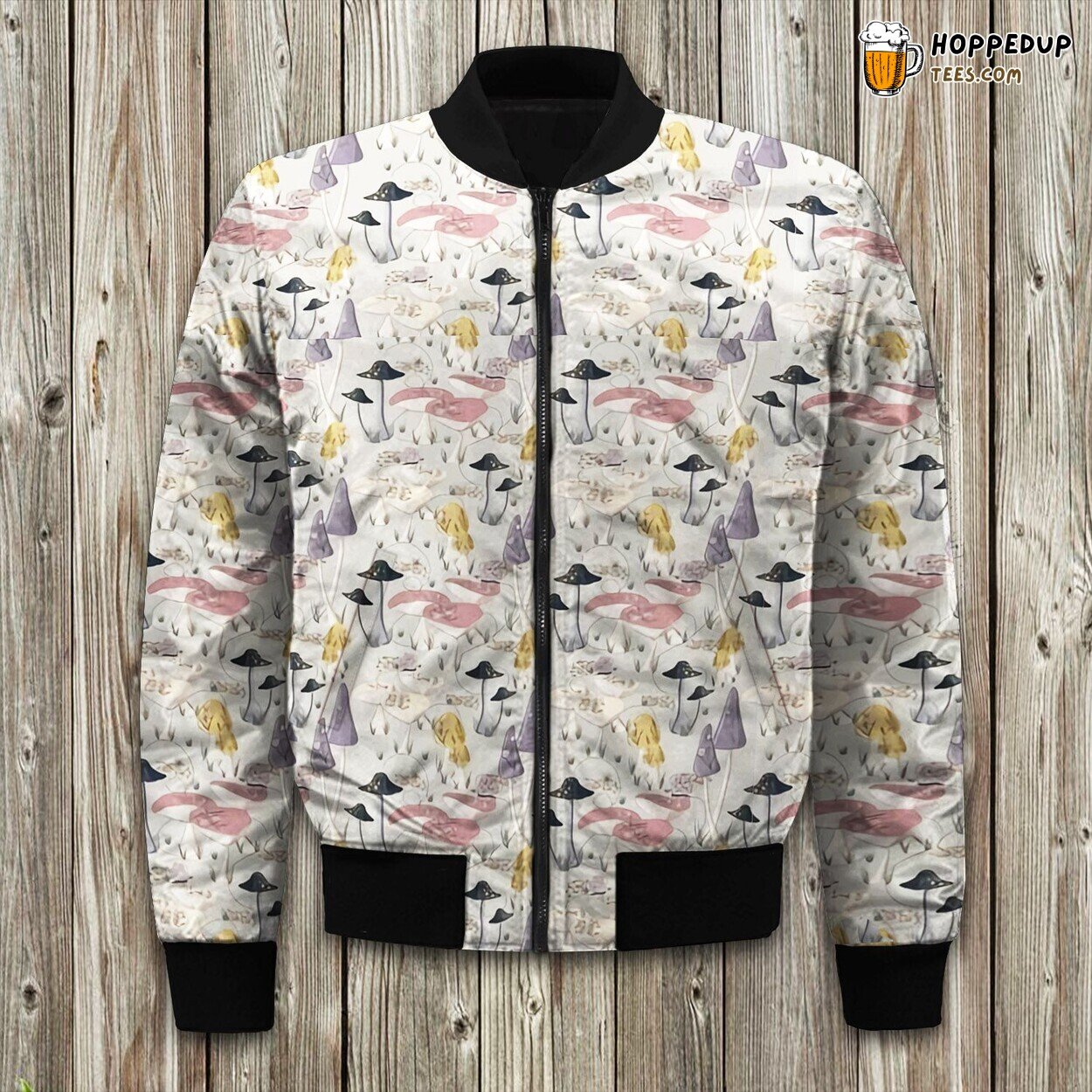 Bella Nora Fairytale Mushroom Pattern Bomber Jacket