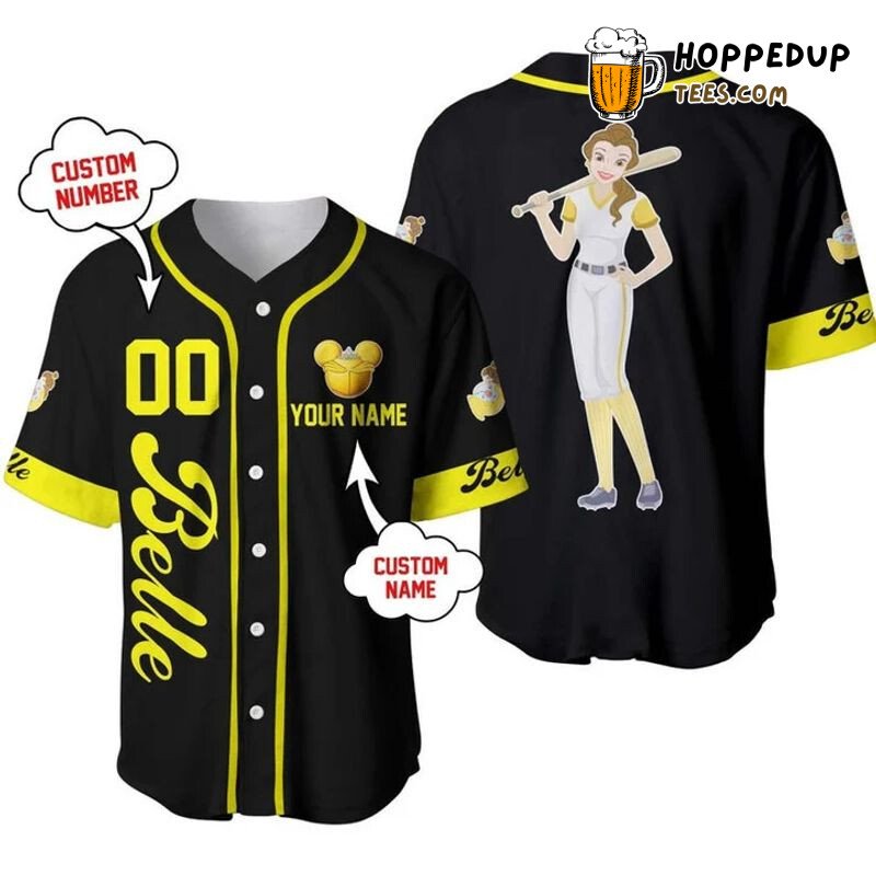 Belle Beauty and the Beast Black Personalized Baseball Jersey 3D