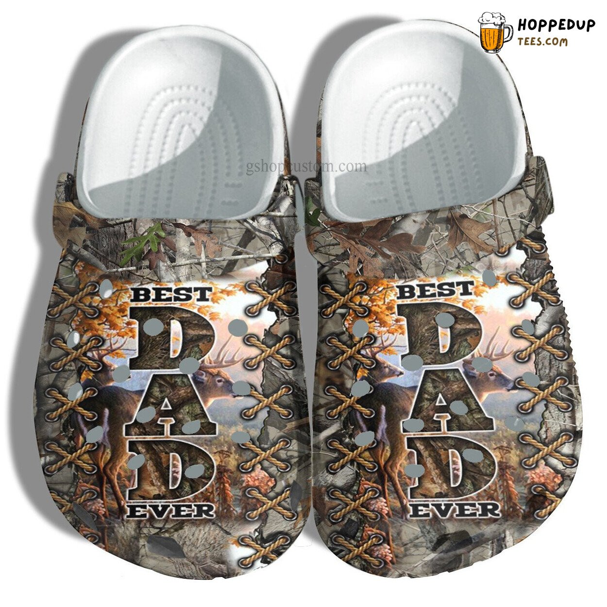 Best Dad Ever Deer Hunter Croc Shoes Father’s Day Hunting Camo Vintage Gift