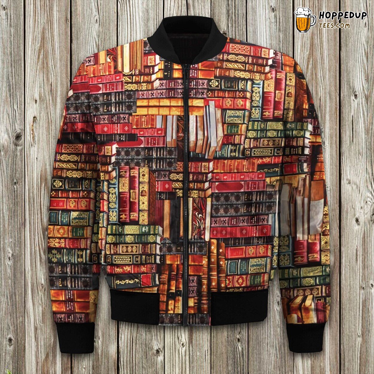 Bibliophile’s Book Design Winter Bomber Jacket Reading Lover’s Dream