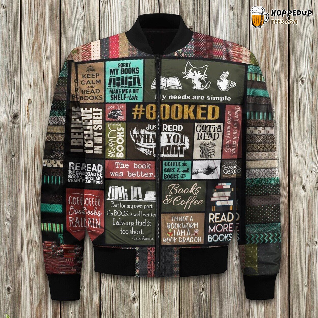 Bibliophile’s Paradise Reading Winter Bomber Jacket Tailored Unique Elegance Craft