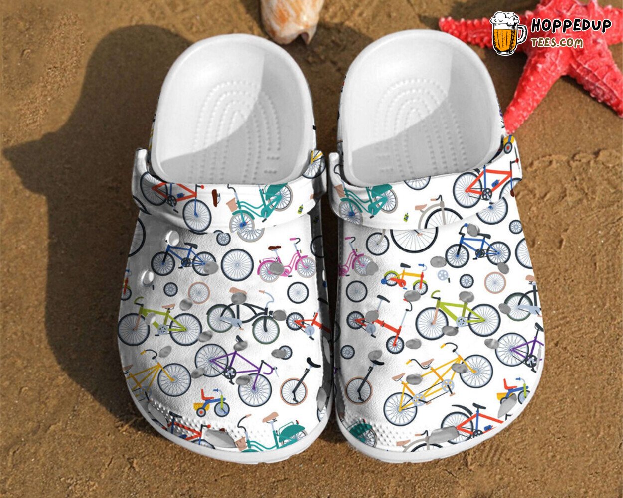 Bicycle Cyclist Pattern Rubber Comfortable Footwear Clog Shoes