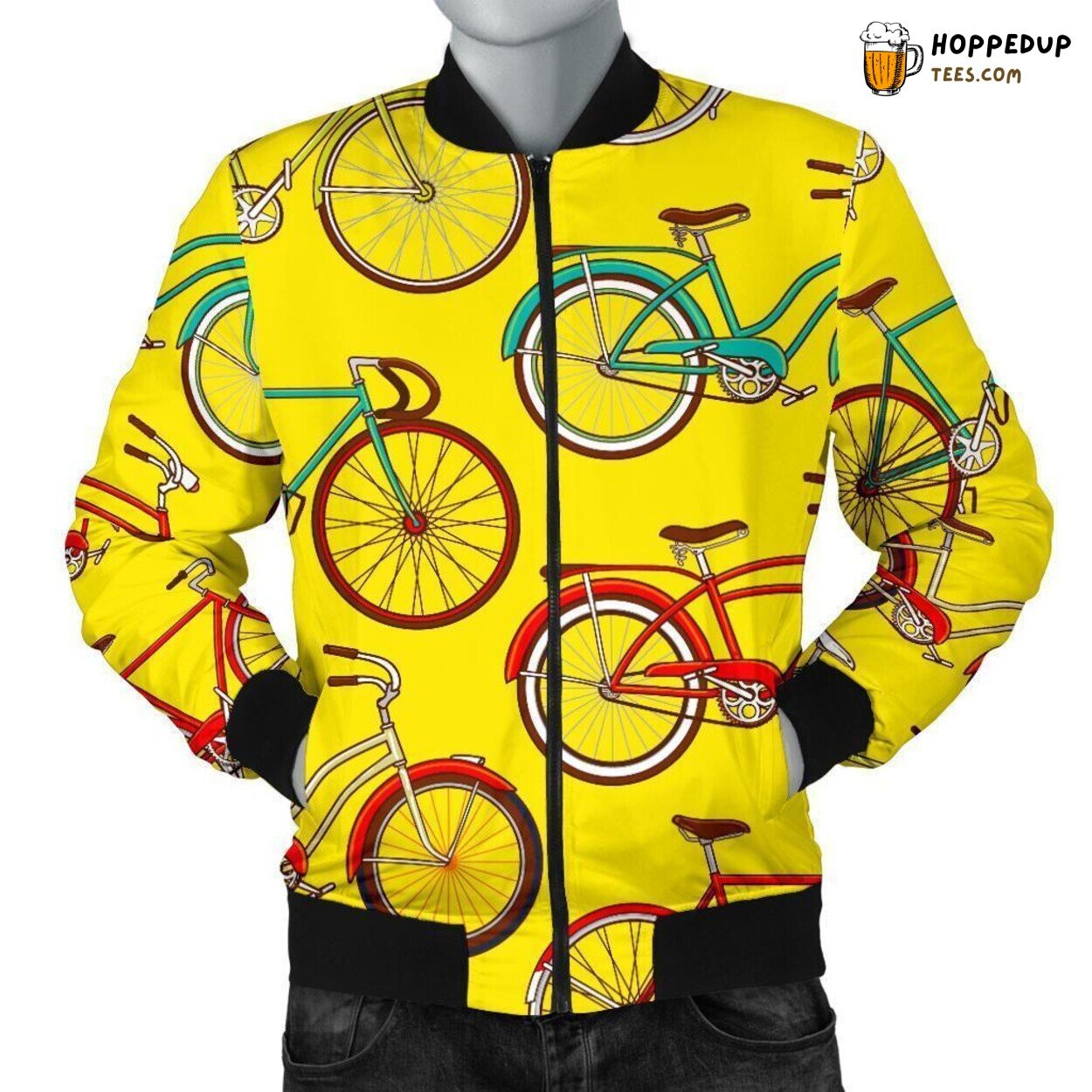 Bicycle Ride Enthusiast Design Men’s Bomber Jacket Distinct Pattern Tribute