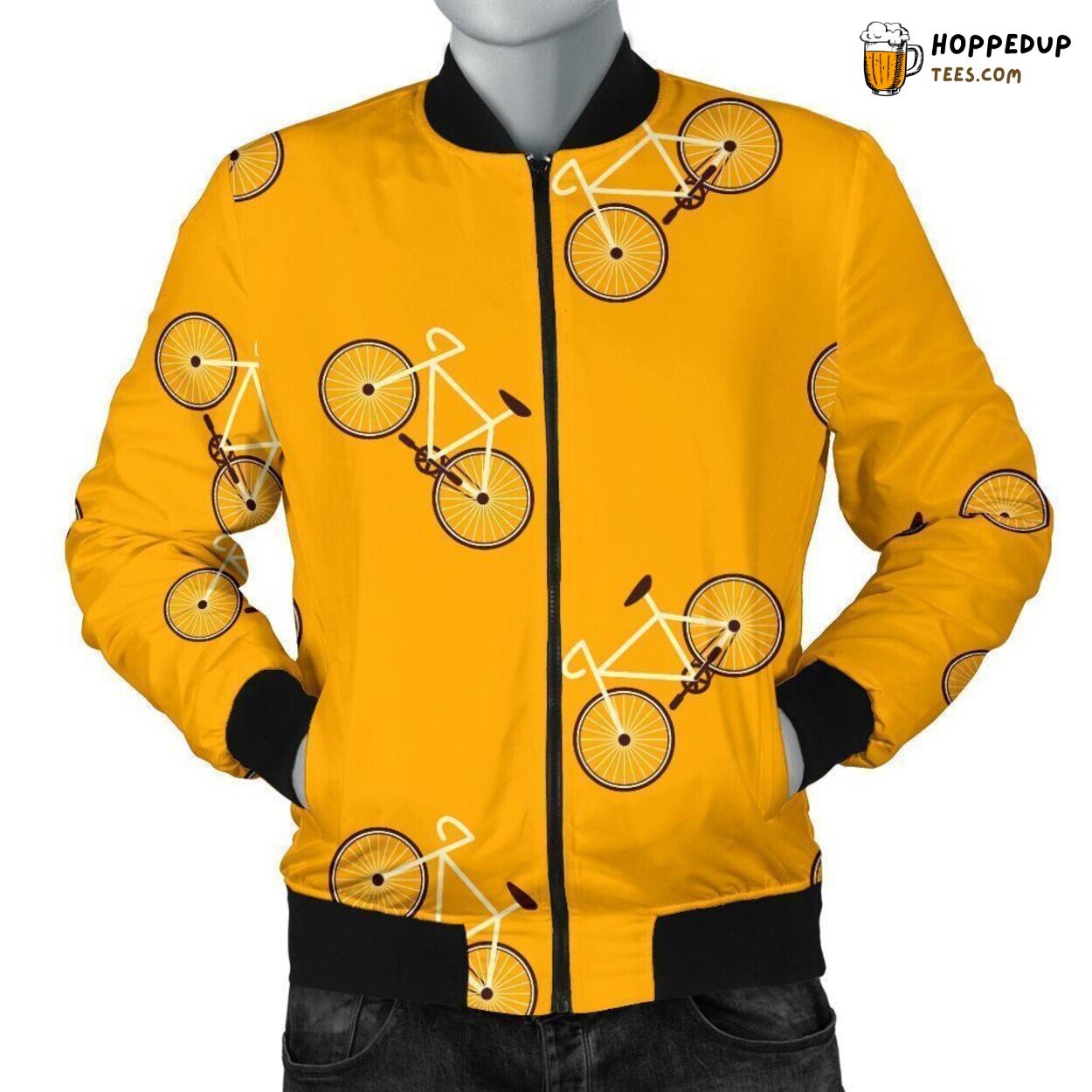 Bicycle Riding Spirit Tribute Men’s Bomber Jacket Unique Pattern Display Art