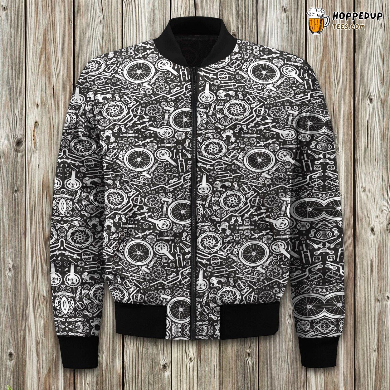 Bicycle Tools Pattern Print Design Area Bomber Jacket