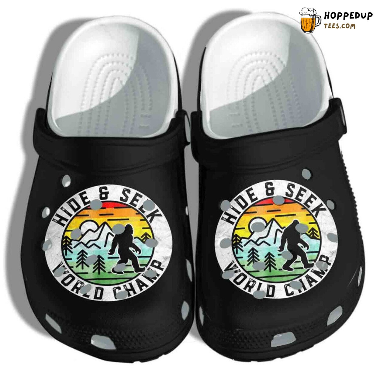 Bigfoot Hide Seek Camping Theme Rubber Clogs Shoes Outdoor Lovers Gift