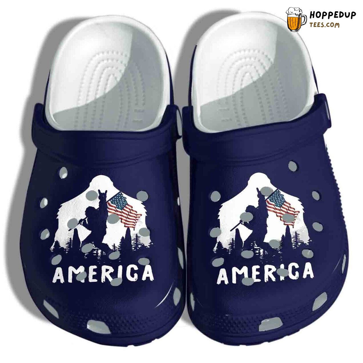 Bigfoot Holding Flag 4Th July America Birthday Gift Clogs Shoes Unique