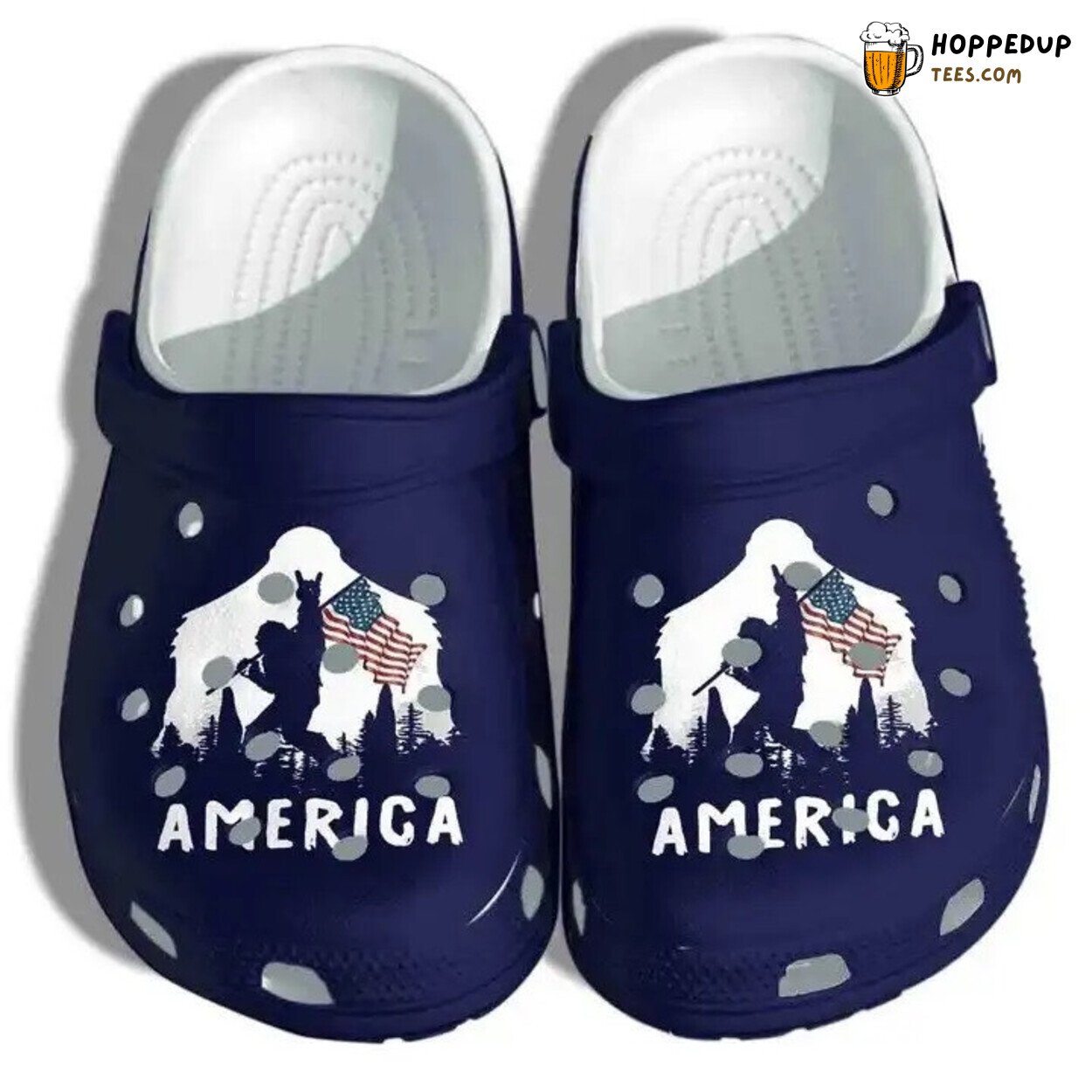 Bigfoot Holding Flag 4th Of July America Themed Clogs Shoes