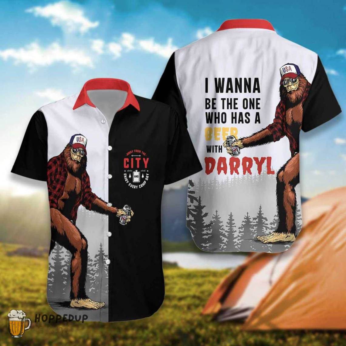 Bigfoot I Wanna Be The One Who Has A Beer With Darry Cool Hawaiian Shirts