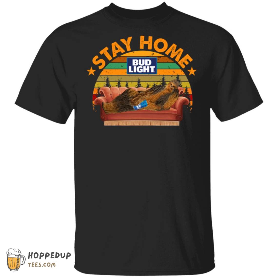 Bigfoot Stay Home Drink Beer Bud Light Can T Shirt