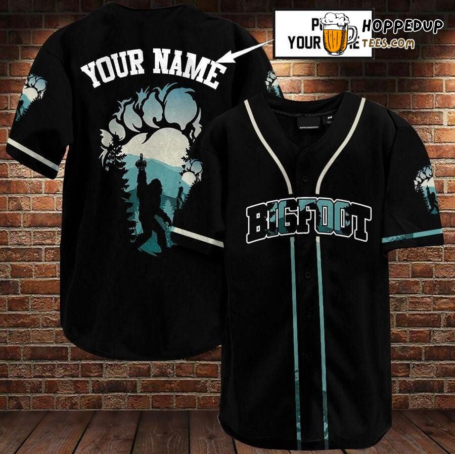 Bigfoot Themed Personalized Baseball Jersey Distinctive Unique Design Look