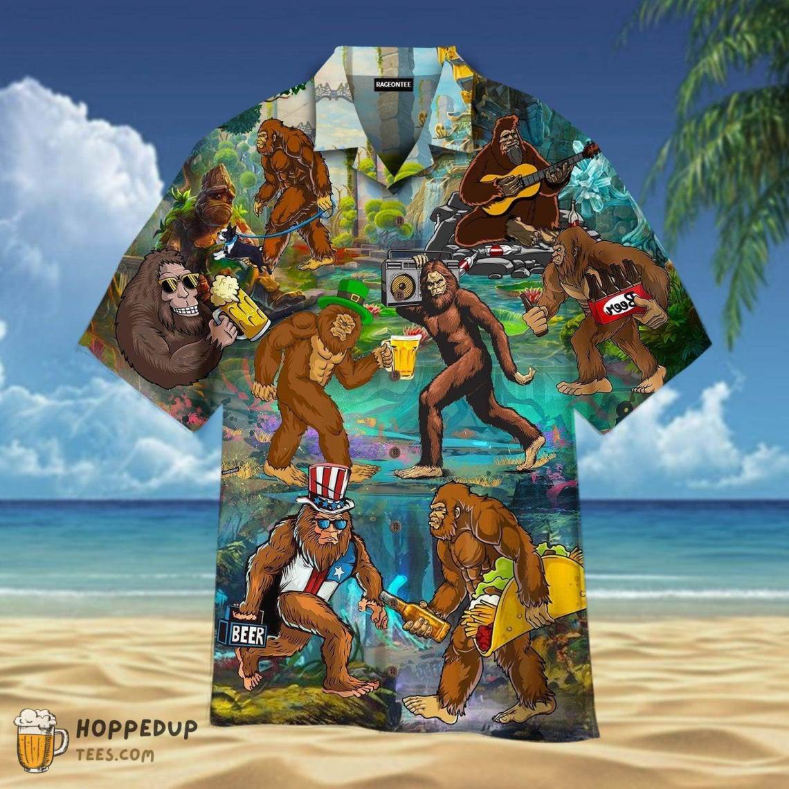 Bigfoots Go Camping With Beer Cool Hawaiian Shirts