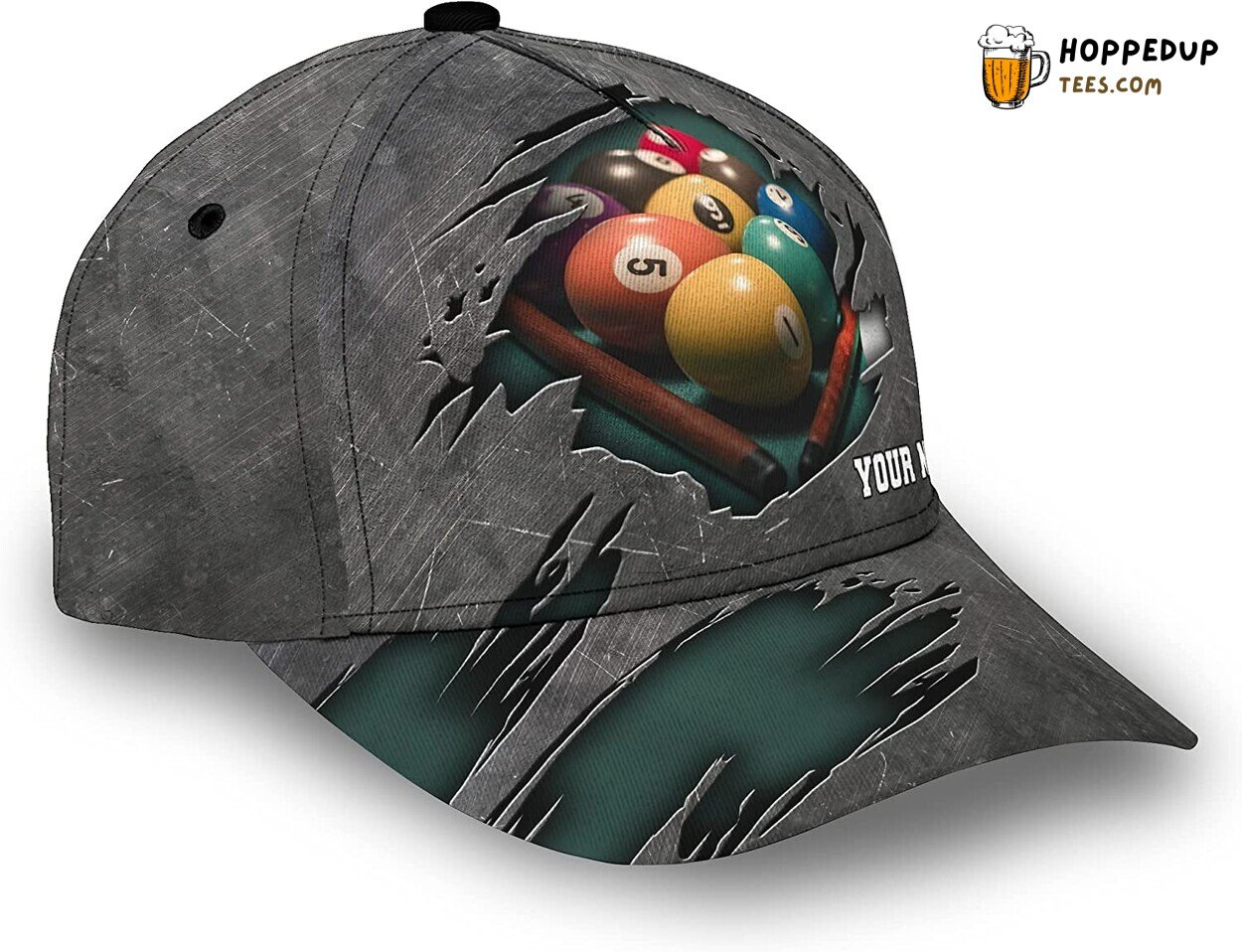 Billiard 3D Snapback Cap Metal Crack Pattern Perfect Pool Player’s Delight