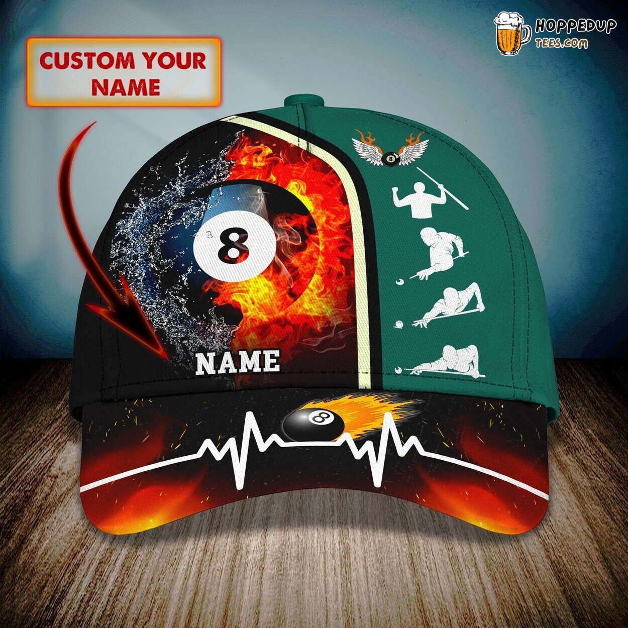 Billiard Ball Design 3D Cap Personalized Name Unique Premium Edition Look