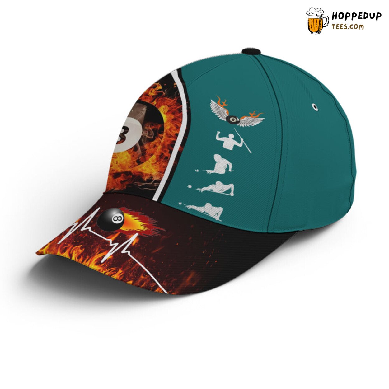 Billiards Lovers Icon Art Fire Water Unique Design Baseball Cap