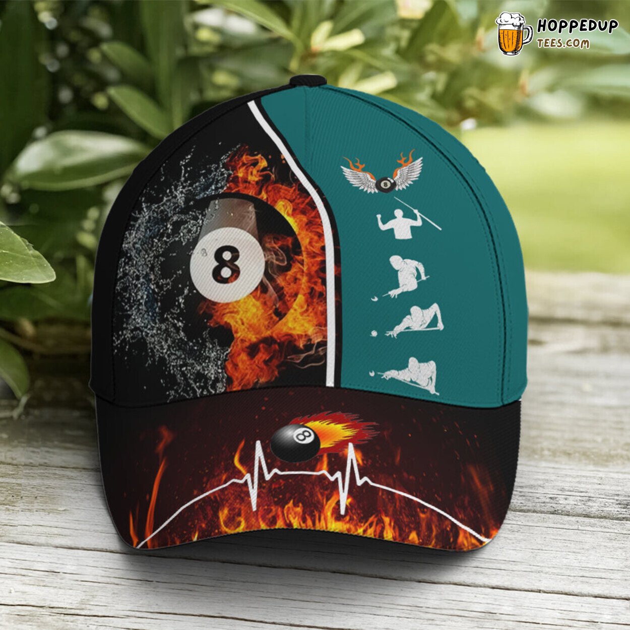 Billiards Lovers Icon Art Fire Water Unique Design Baseball Cap