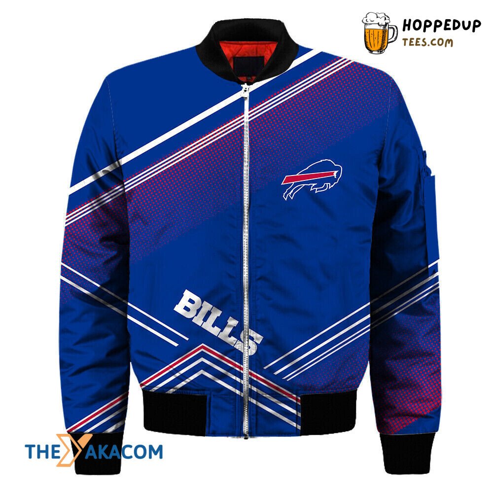 Bills Logo Stripe Dots Gift Bomber Jacket Christmas Outerwear Bisons Buffalo