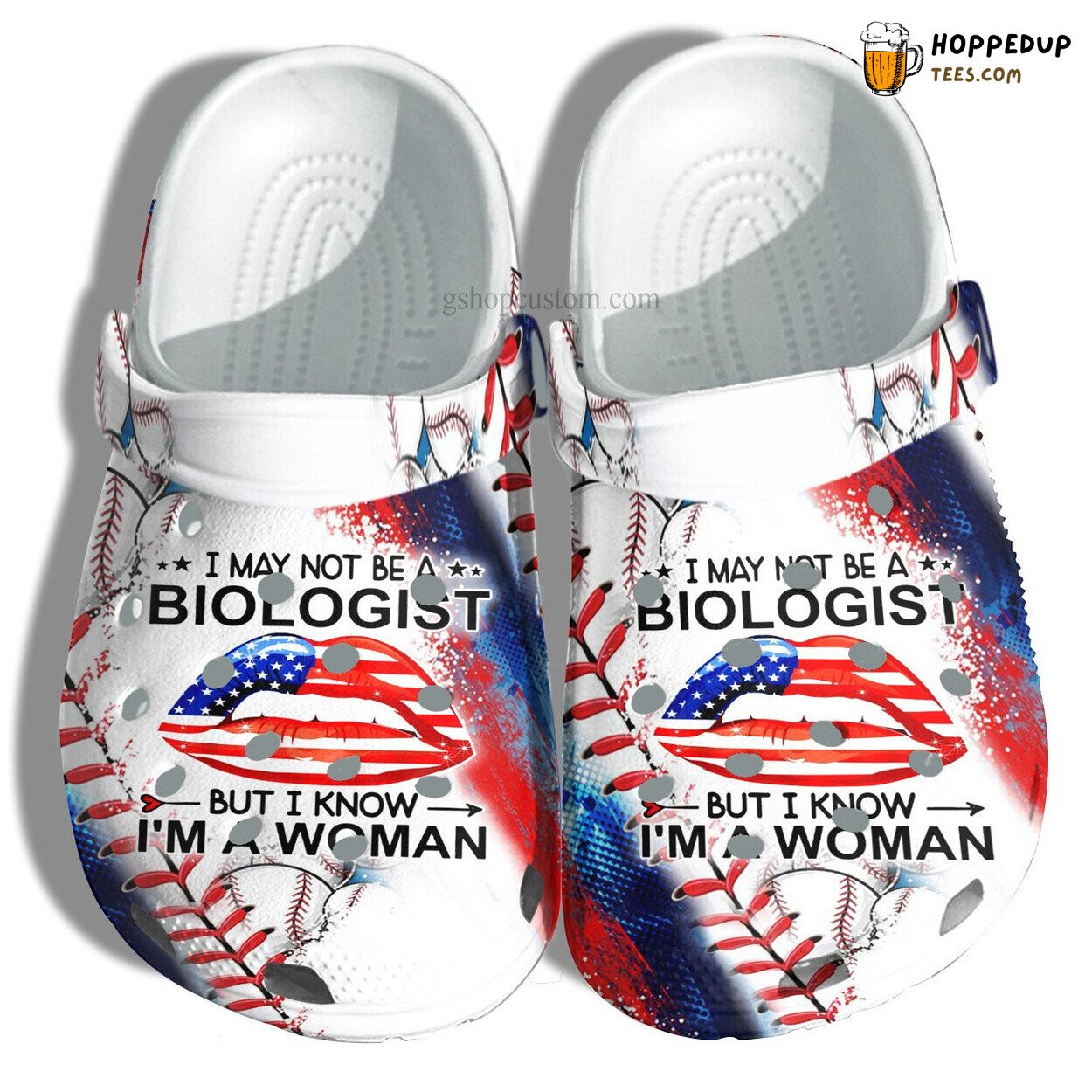 Biologist Woman Baseball Lover Croc Daughter 4th July American Flag Shoes