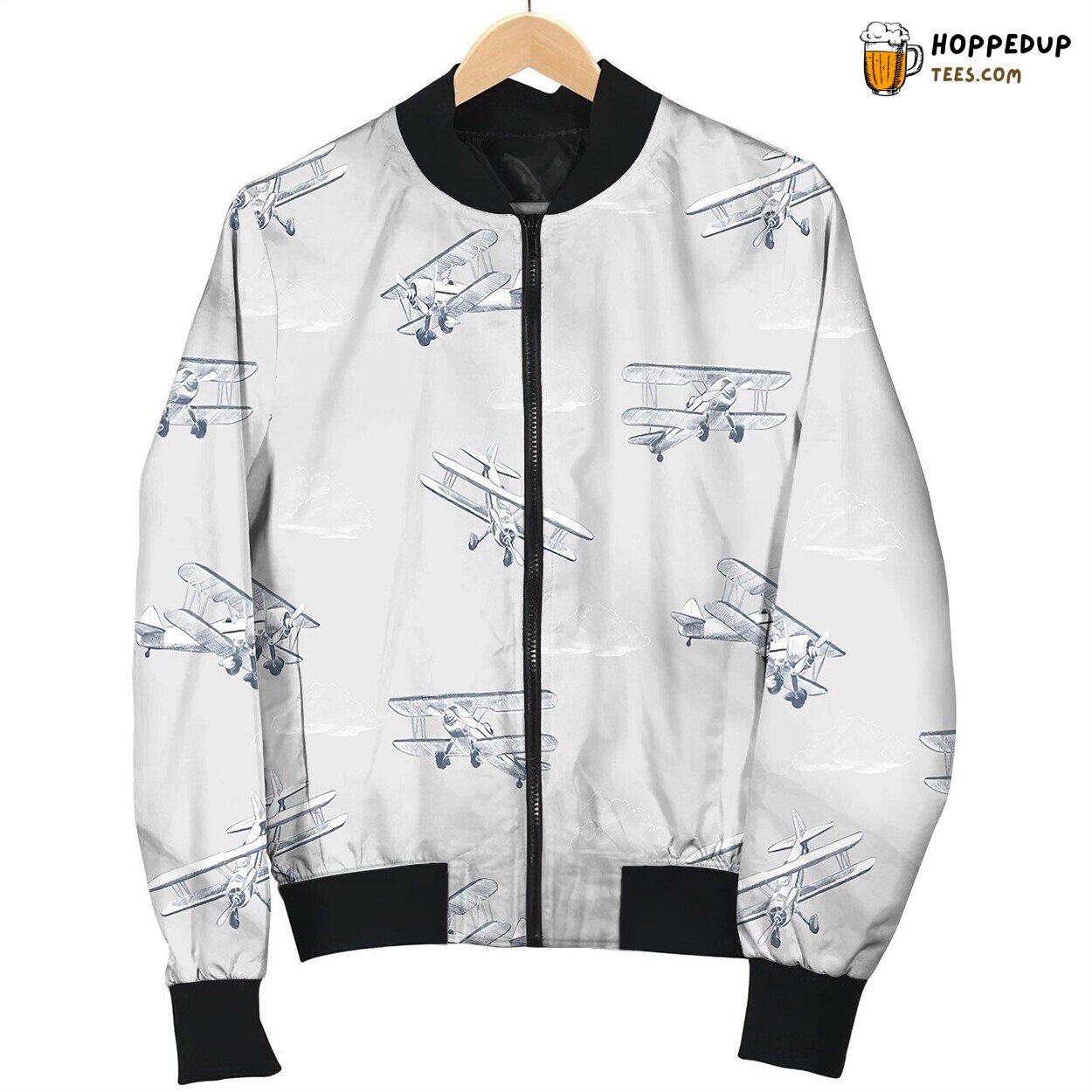 Biplane Barnstormers Airplane Print Bomber Jacket