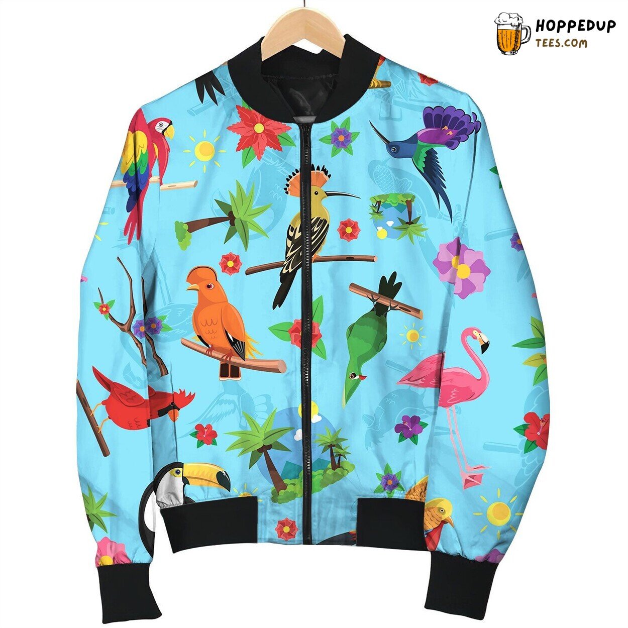 Bird Seamless Pattern Bomber Jacket