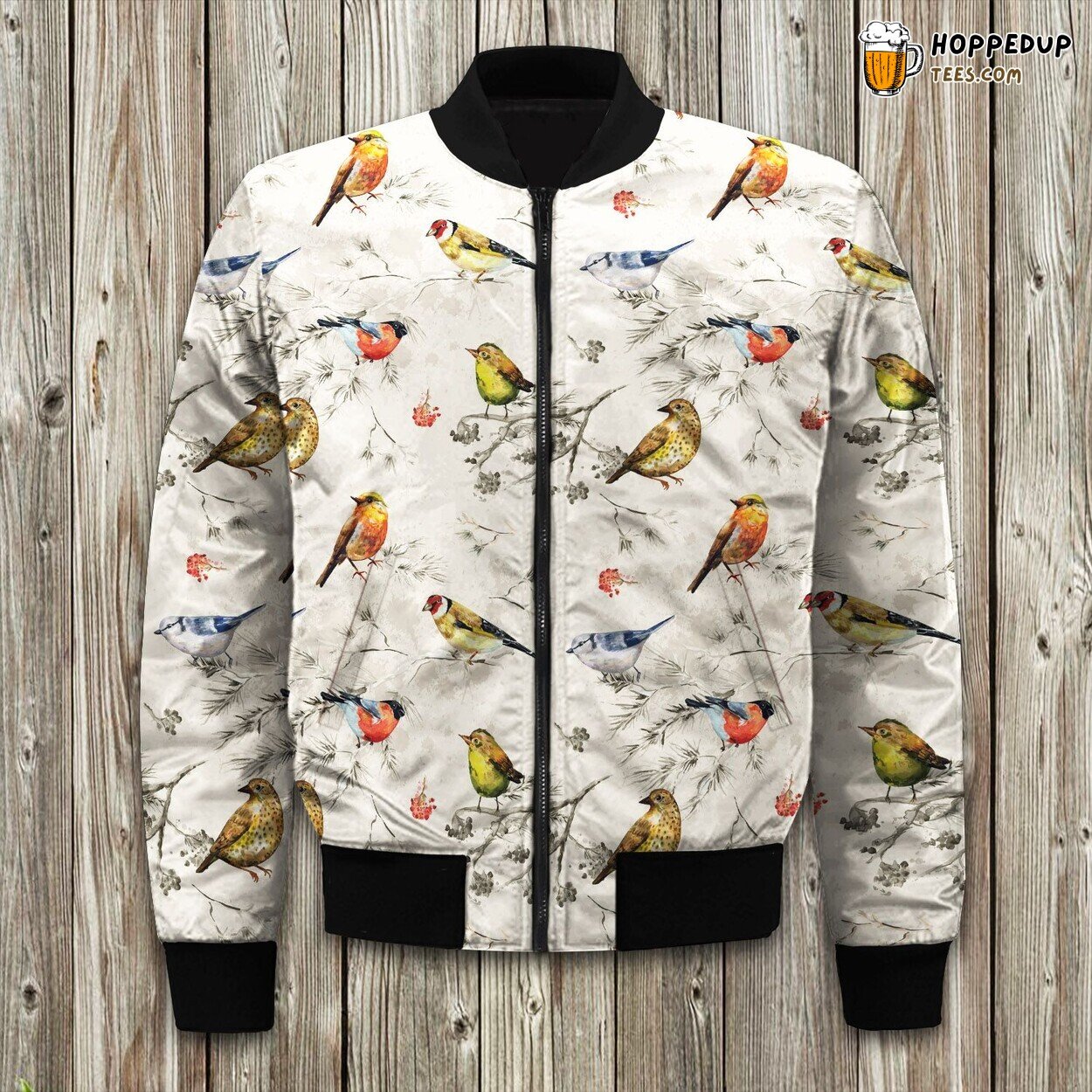 Bird Watercolor Design Pattern Bomber Jacket
