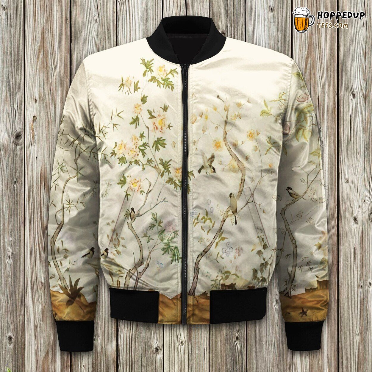 Birds And Flowers Bomber Jacket