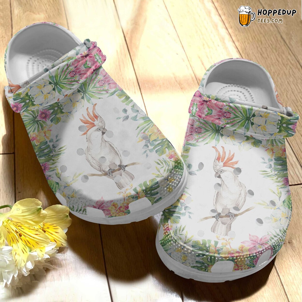 Birds Flower White Parrot Shoes Cockatoo Themed Birthday Gifts Comfy Wear