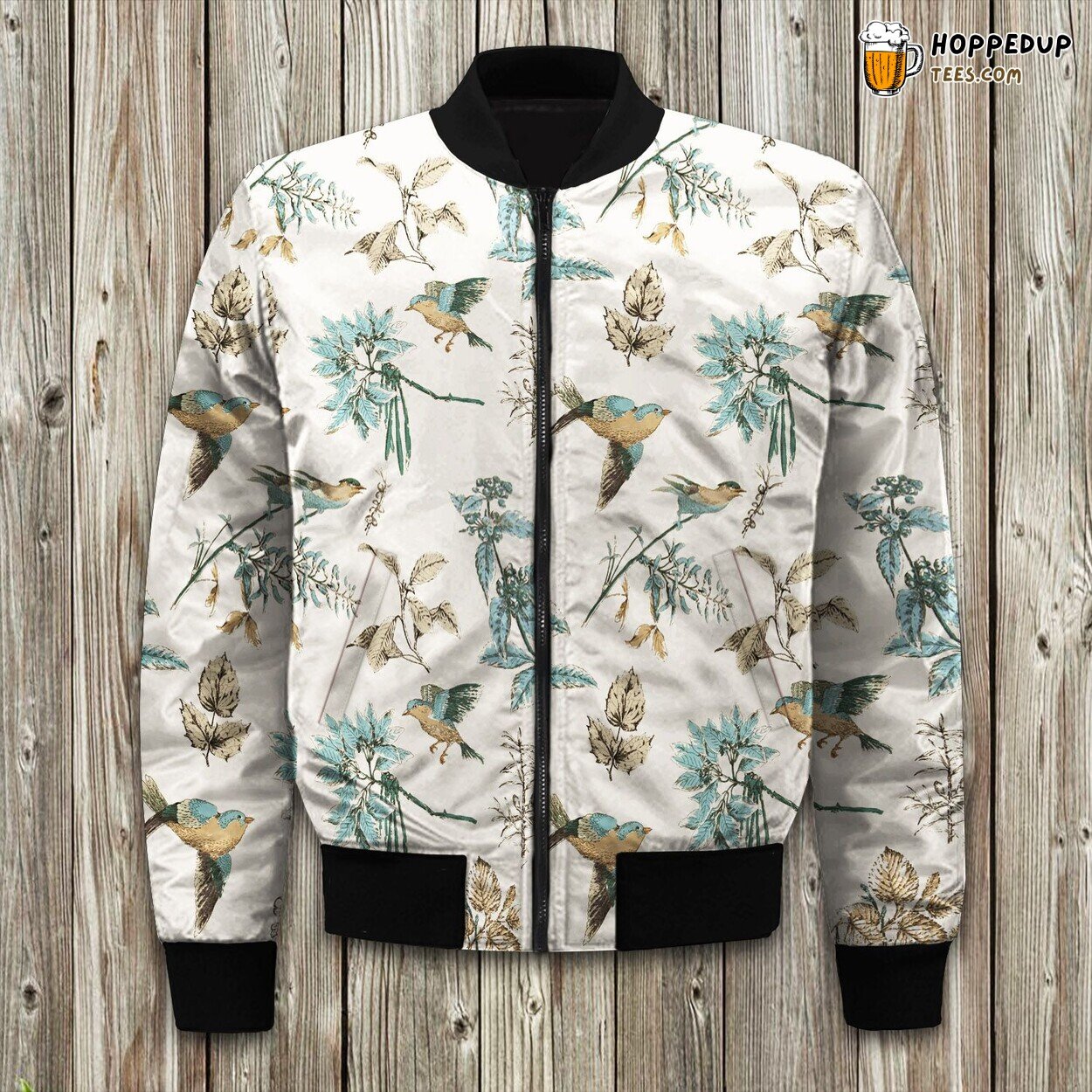 Birds Nestled in Tree Winter Bomber Jacket Tailored Unique Elegance Design