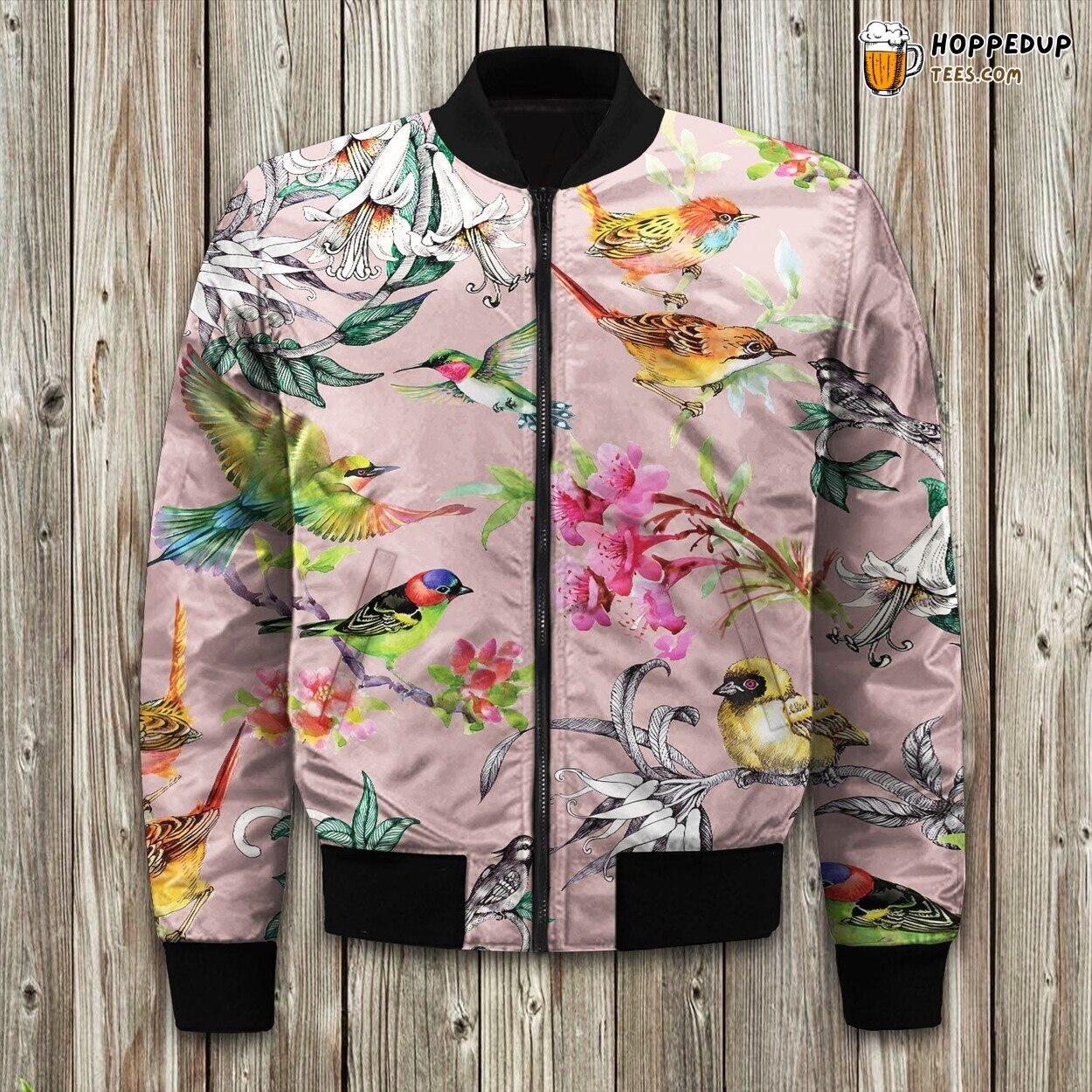 Birds Pink Amazing Bomber Jacket