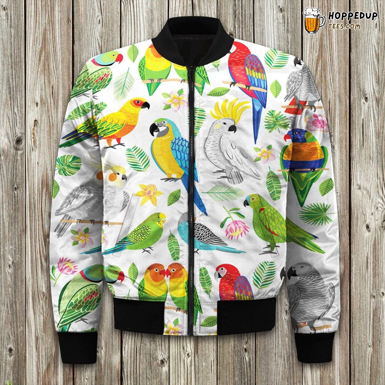 Birds Tropical Parrots Bomber Jacket