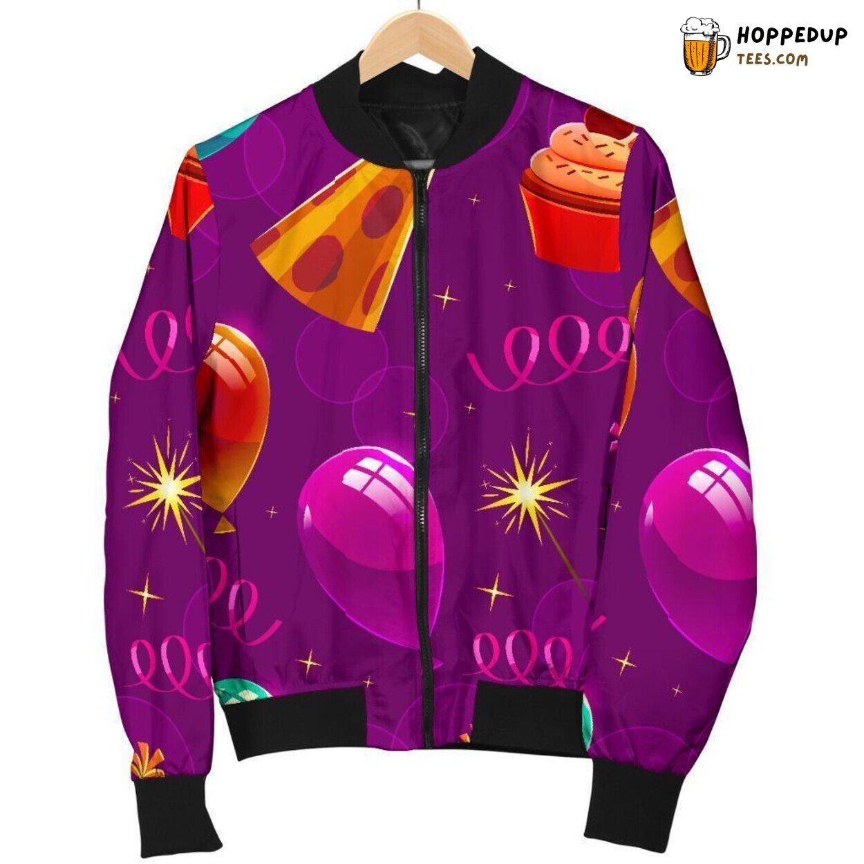 Birthday Celebration Symbols Men’s Bomber Jacket Unique Pattern Display Birthday Celebration Symbols Men’s Bomber Jacket Unique Pattern Display