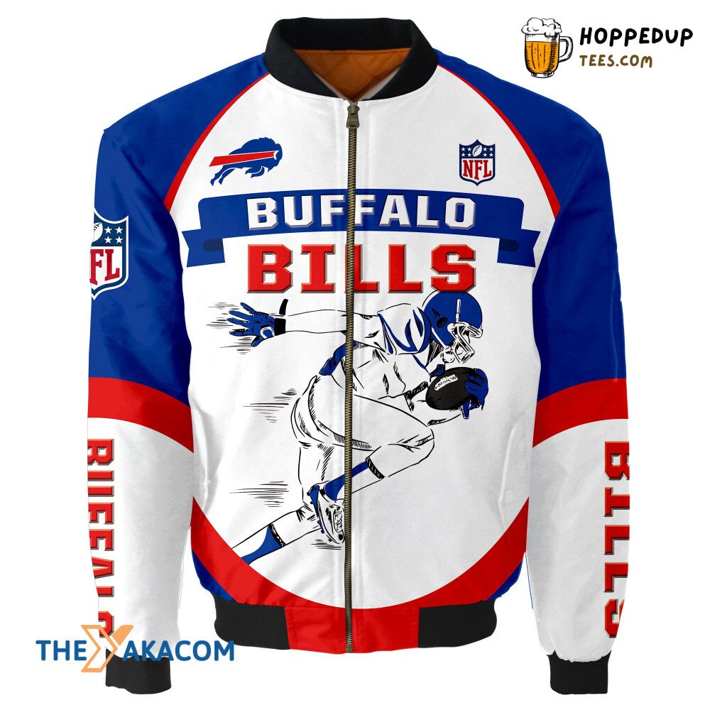 Bisons Bills Graphic Player Run Bomber Jacket Christmas Outerwear Buffalo