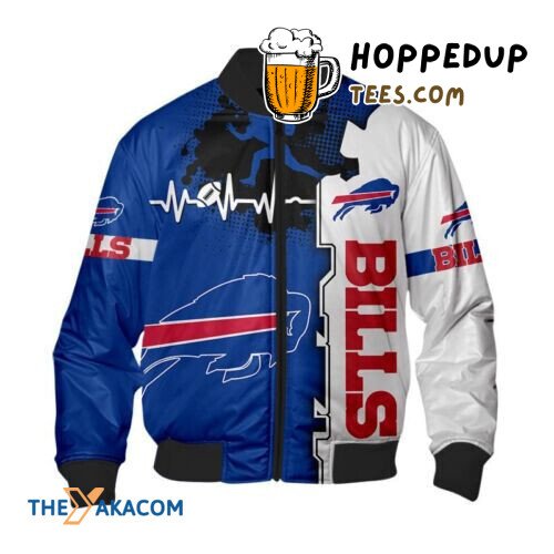 Bisons Bills HeartBeat Gift Bomber Jacket Christmas Outerwear Buffalo Team
