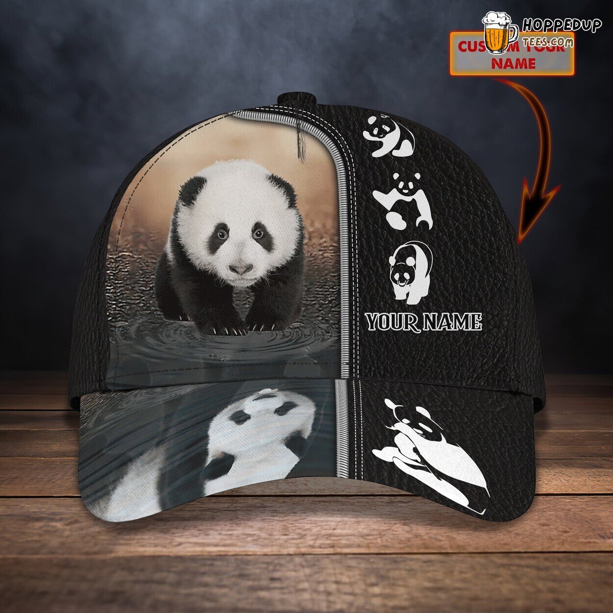 Black & White Elegance 3D Cap Personalized Panda Love Enthusiast Design