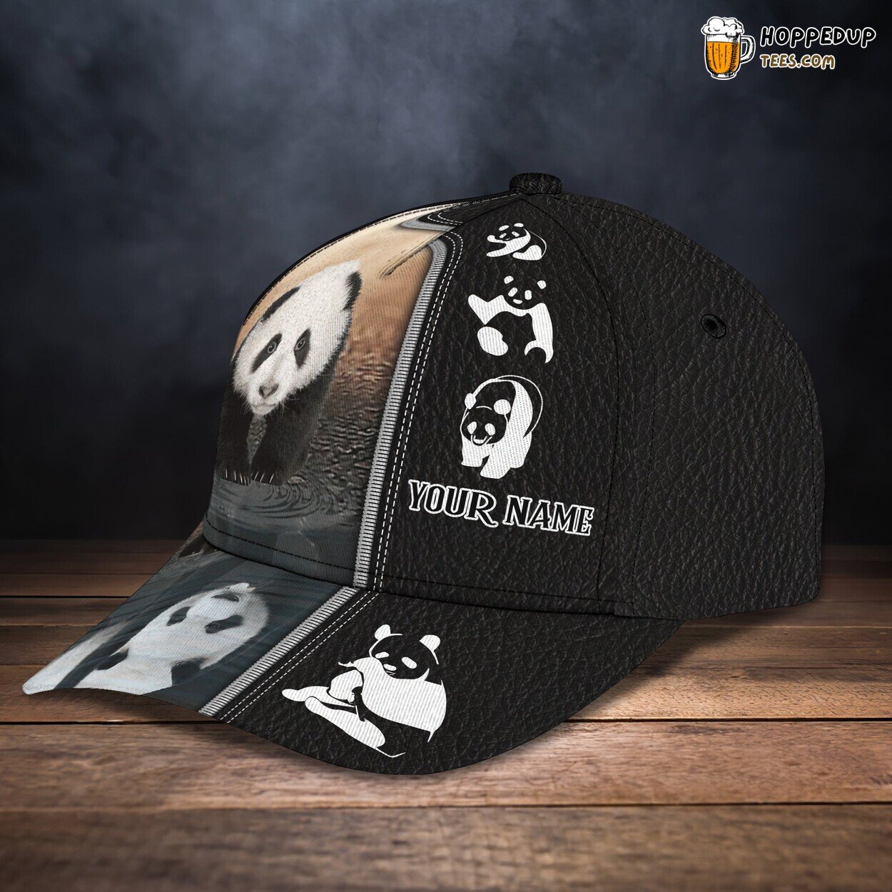 Black & White Elegance 3D Cap Personalized Panda Love Enthusiast Design