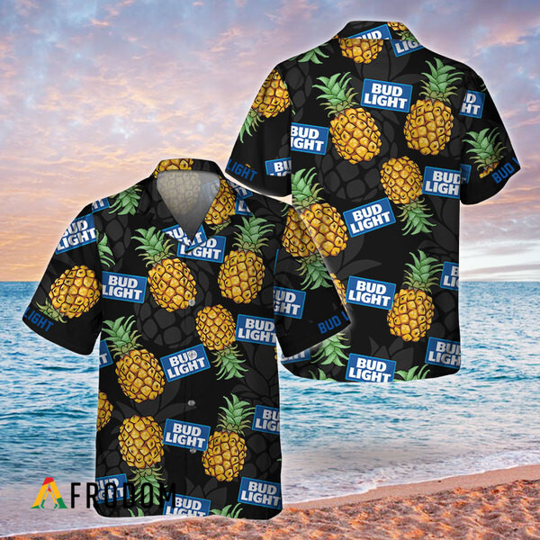 Black Aloha Pineapple Bud Light Hawaiian Shirt HU