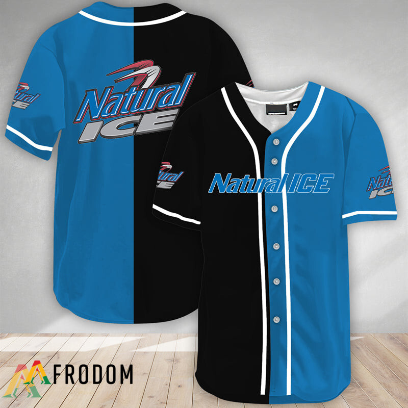 Black And Blue Split Natural Ice Baseball Jersey HU