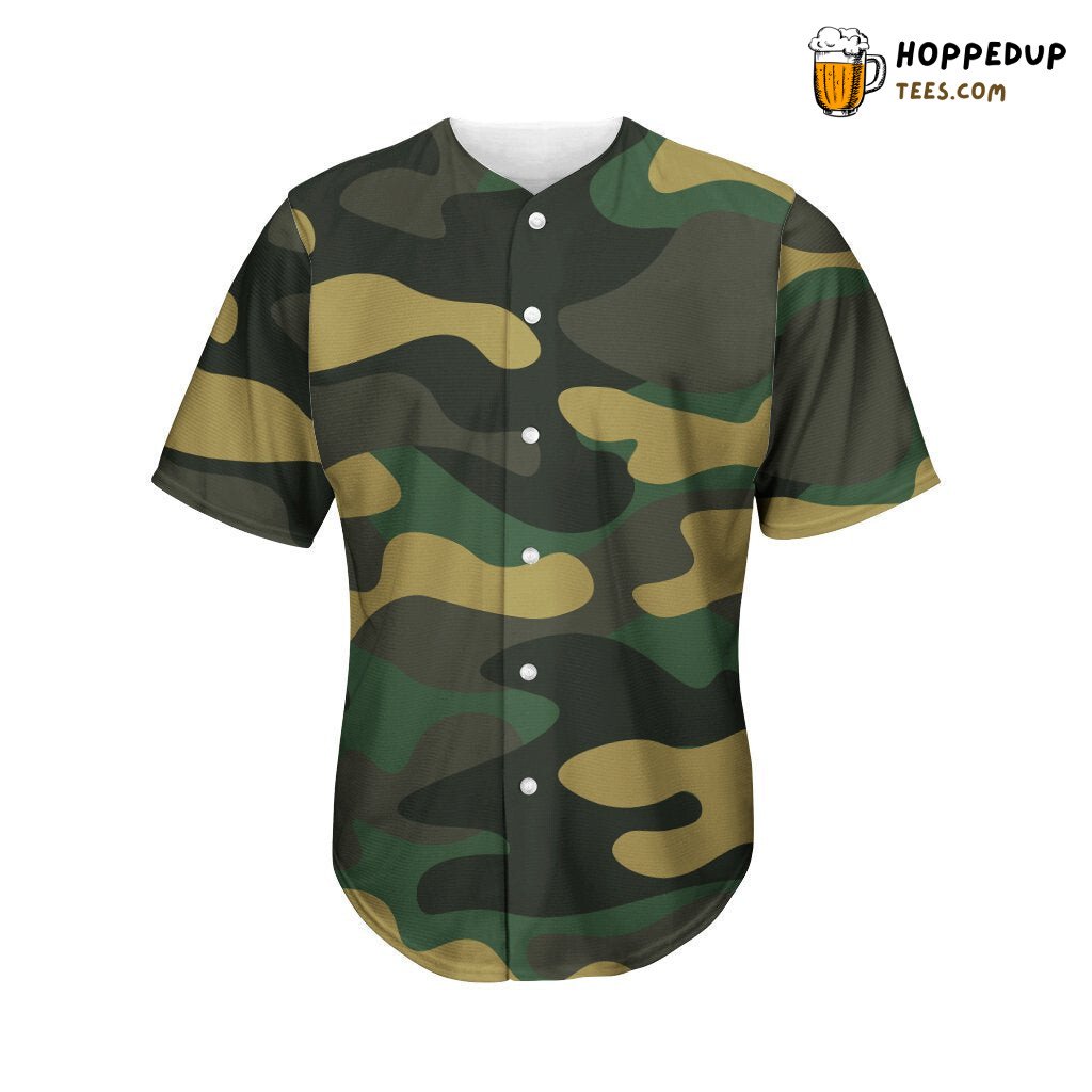 Black And Green Camouflage Baseball Tee Jersey Shirts 3D