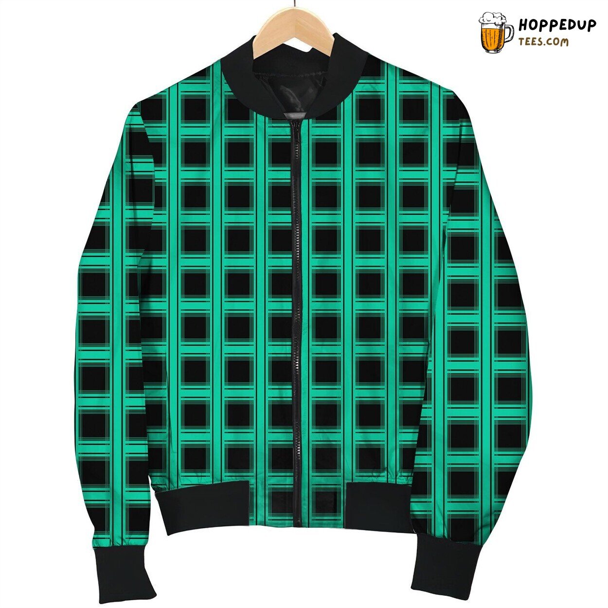Black And Green Tattersall Baby Bomber Jacket
