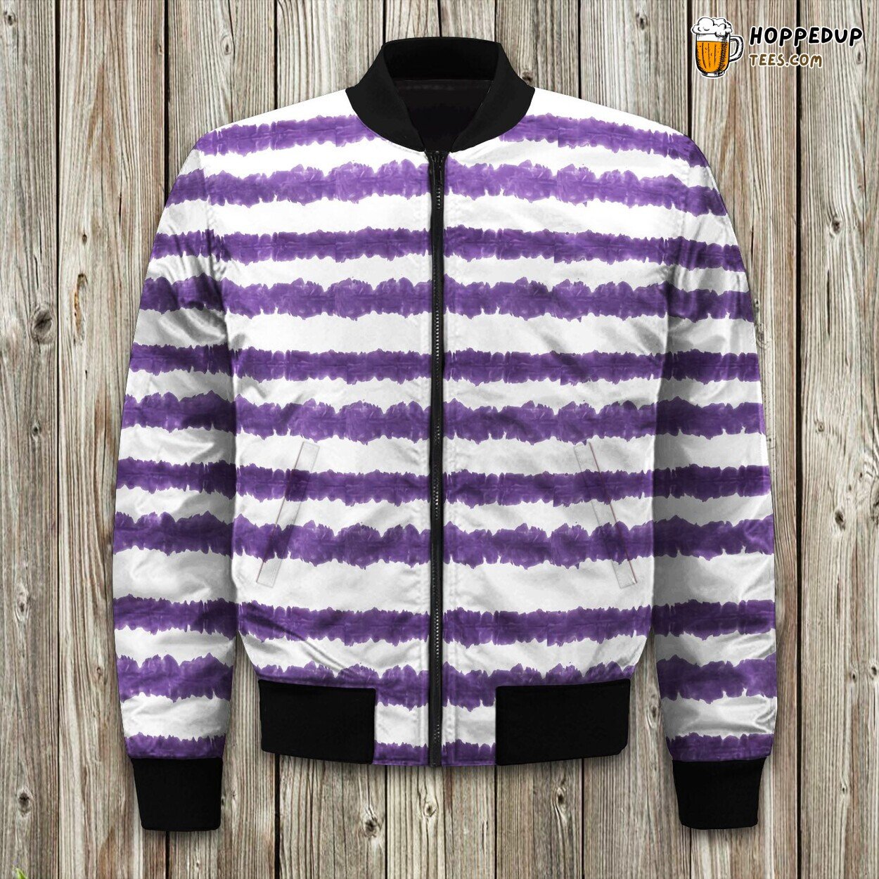Black And Purple Tiedye Bomber Jacket