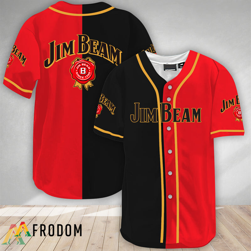 Black And Red Split Jim Beam Baseball Jersey HU