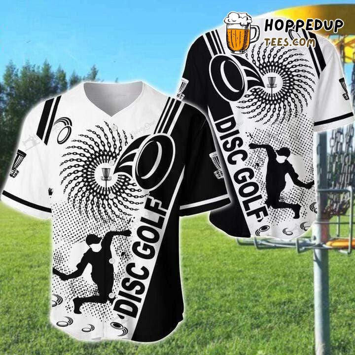 Black And White Disc Golf Chain Player Baseball Tee Jersey Shirts 3D